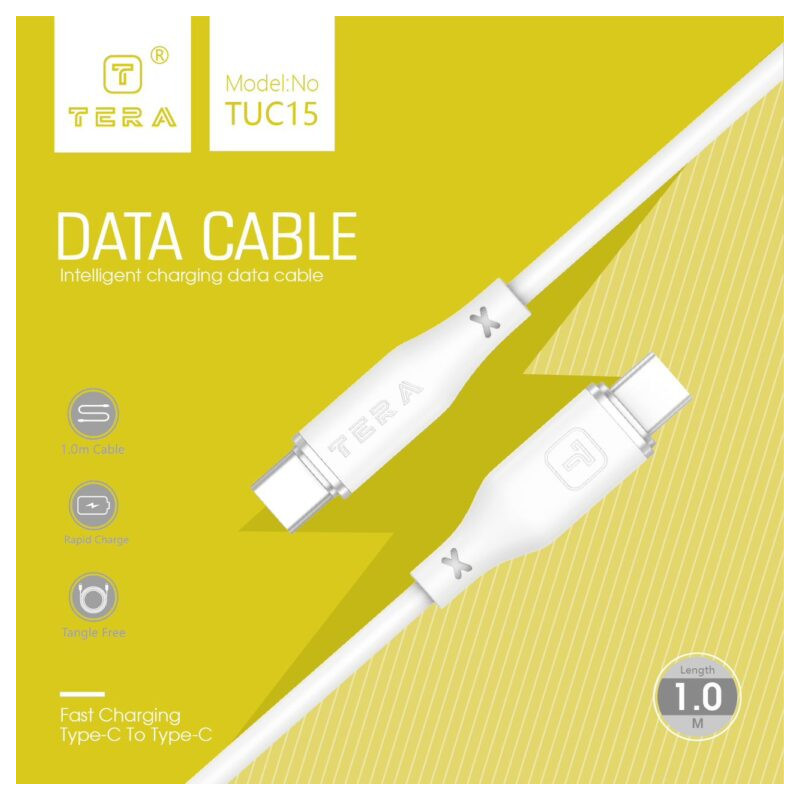 Cable USB-C 1m 4A TERA TUC15 - Blanc