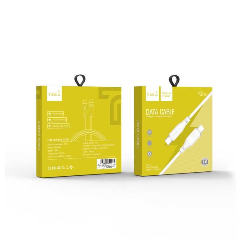 Cable USB-C 1m 4A TERA TUC15 - Blanc