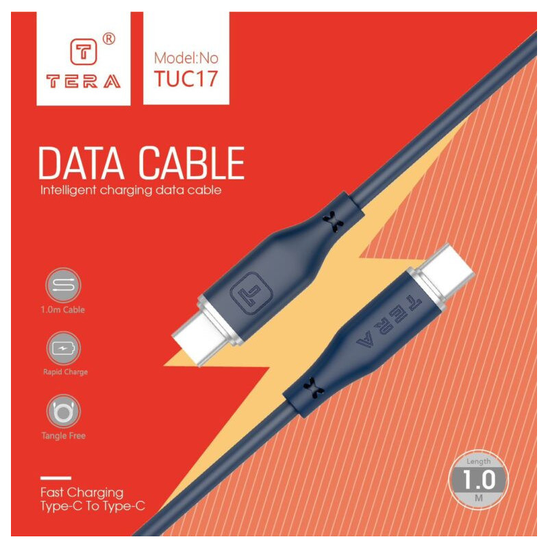 Cable USB-C 1m 4A TERA TUC17 - Noir