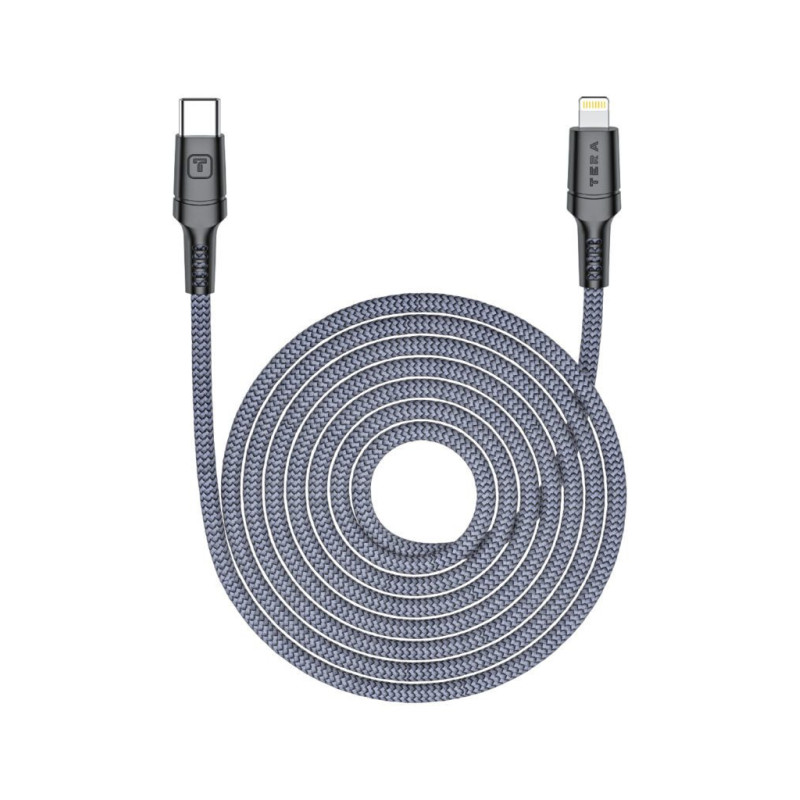 Cable Lightning USB-C 1m 3.4A TERA TUC03 - Gris