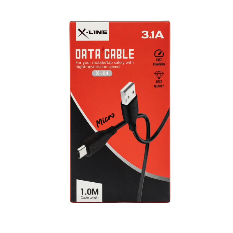 Cable Micro USB 1m 3.1A X-LINE X-04 - Noir