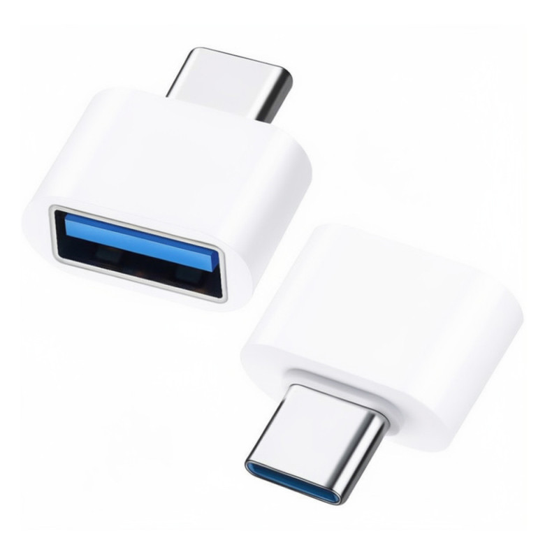 Mini Adaptateur OTG - Type C vers USB Femelle - Blanc