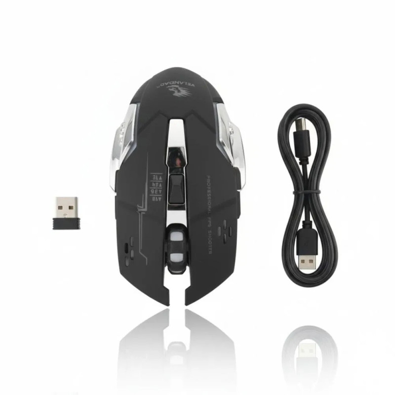 Souris sans Fil / Bluetooth Rechargeable Q6 RGB - Noir