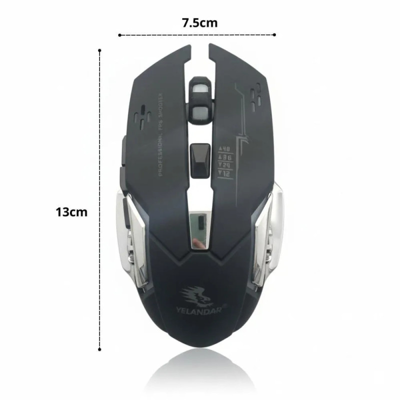 Souris sans Fil / Bluetooth Rechargeable Q6 RGB - Noir