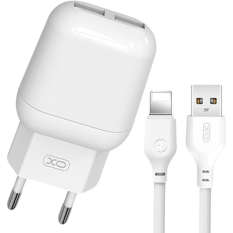 Chargeur USB Lightning Double USB 15.5W XO L78 - Blanc