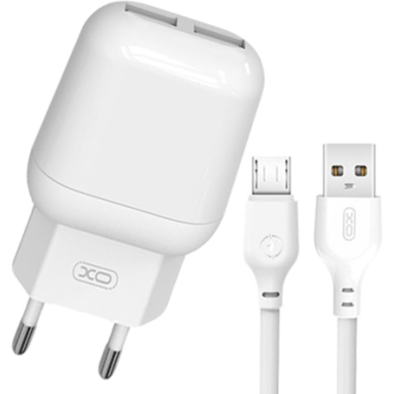 Chargeur Micro USB Double USB 15.5W XO L78 - Blanc