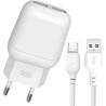 Chargeur Micro USB Double USB 15.5W XO L78 - Blanc