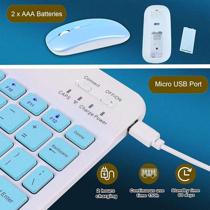 Combo Mini Clavier et Souris Bluetooth