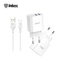 Chargeur Micro USB Double USB 2.4A INKAX C06 - Blanc