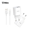 Chargeur Micro USB Double USB 2.4A INKAX C06 - Blanc