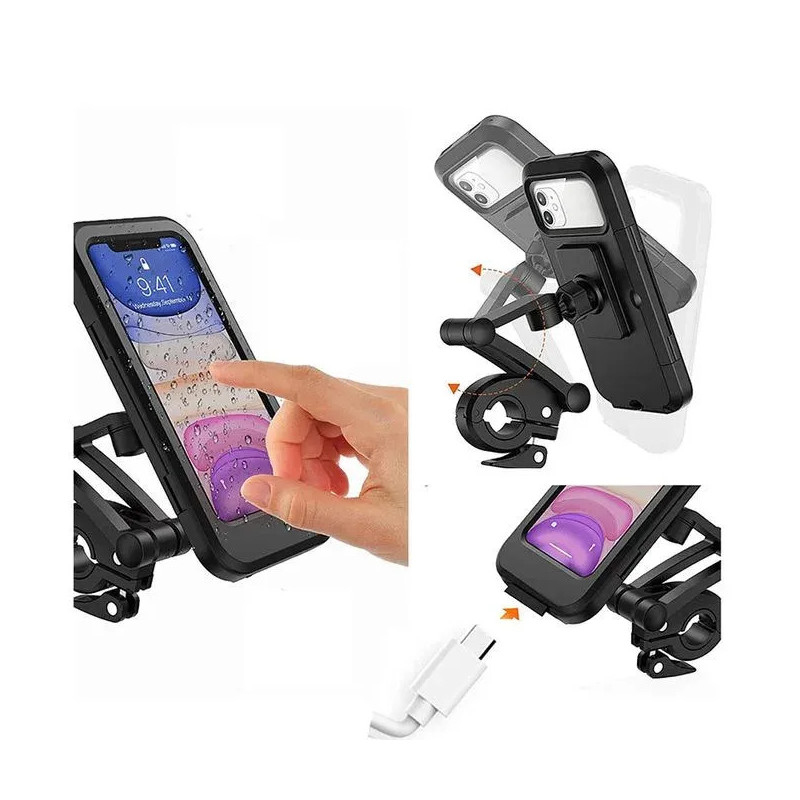 Support Smartphone Imperméable M3 pour Vélo et Moto - Noir