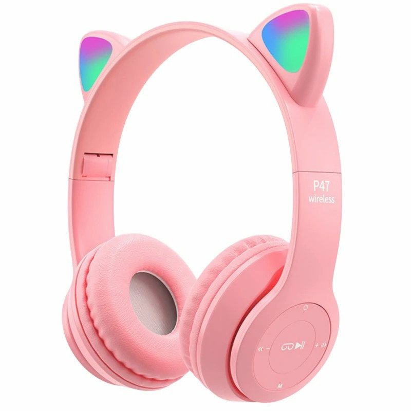 Casque MP3 Bluetooth Oreillettes de Chat P47M - Rose