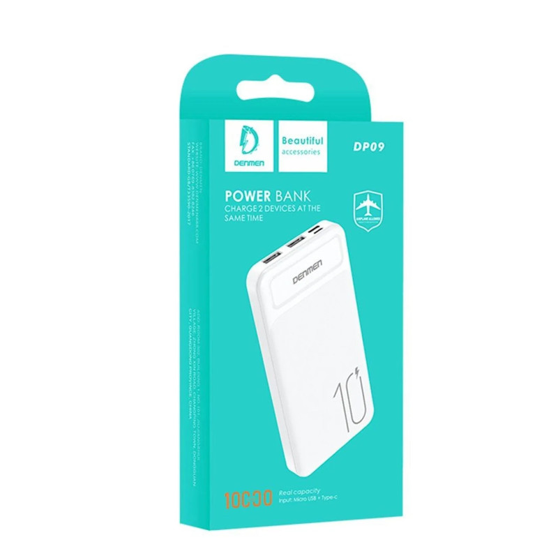 Power Bank VDENMENV DP09 10000 mAh - Blanc