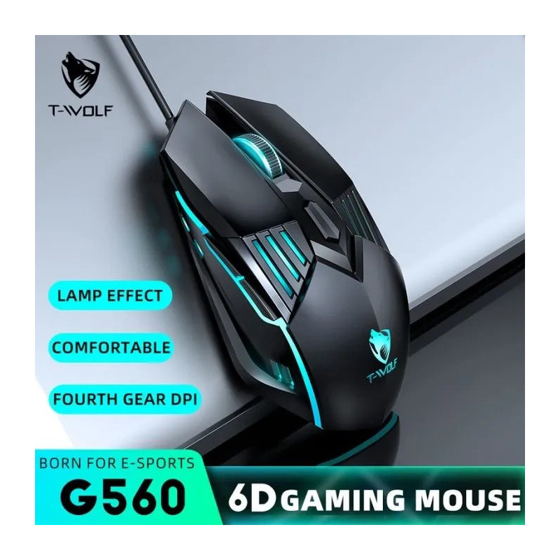 Souris Gaming T-WOLF G560 LED - Noir