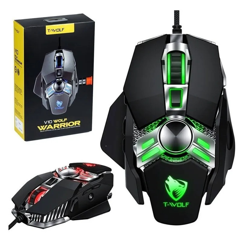 Souris Gaming T-WOLF V10 WARRIOR LED RGB - Noir