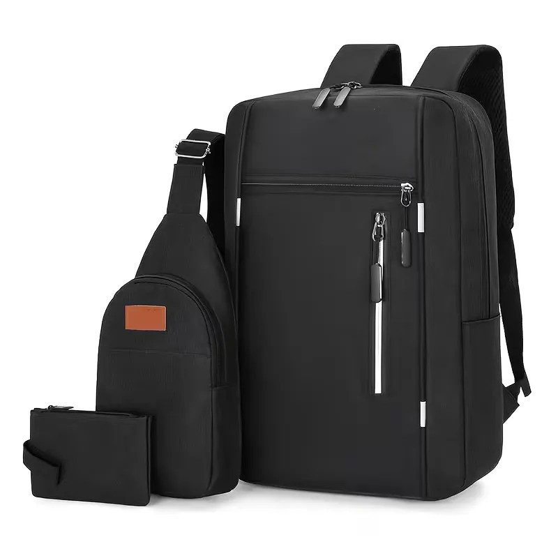 Sac à dos pour Pc Portable 15.6" + Sacoche + Trousse - Noir