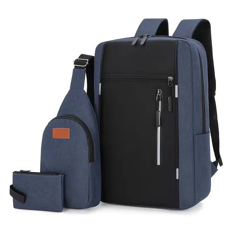 Sac à dos pour Pc Portable 15.6" + Sacoche + Trousse - Bleu
