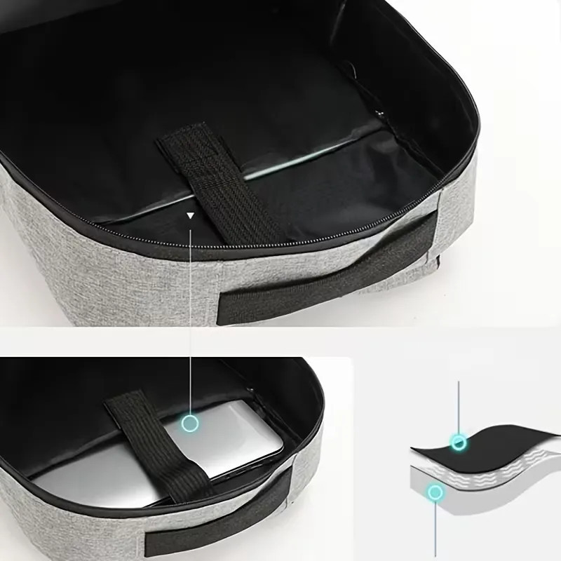 Sac à dos pour Pc Portable 15.6" + Sacoche + Trousse - Gris