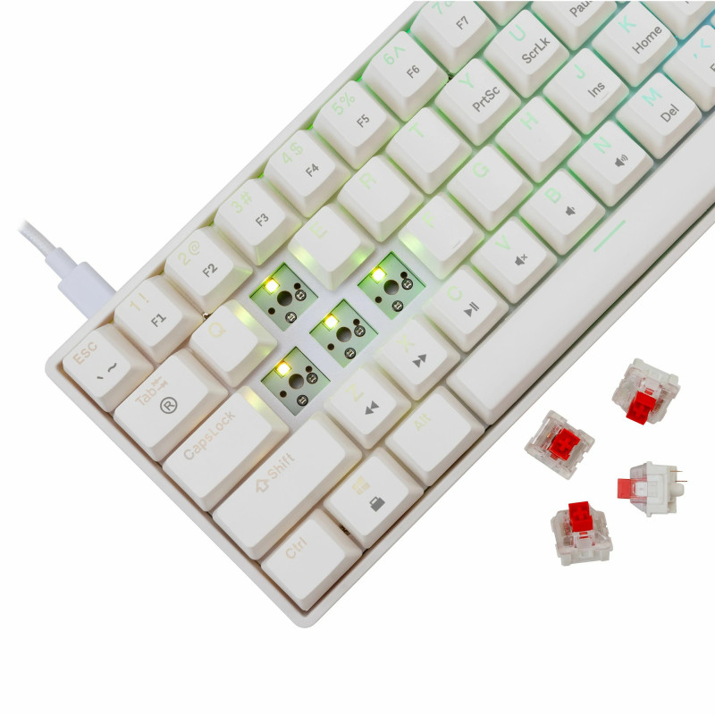 Clavier Mécanique WHITE SHARK SHINOBI 2 GK-004211 - Blanc - Red Switch