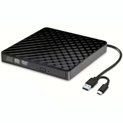 Lecteur Graveur DVD Externe USB 3.0 et USB-C ECD829 - Noir