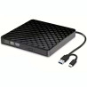 Lecteur Graveur DVD Externe USB 3.0 et USB-C ECD829 - Noir