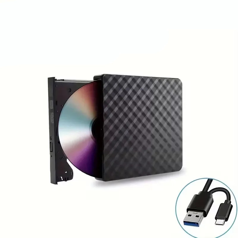 Lecteur Graveur DVD Externe USB 3.0 et USB-C ECD829 - Noir