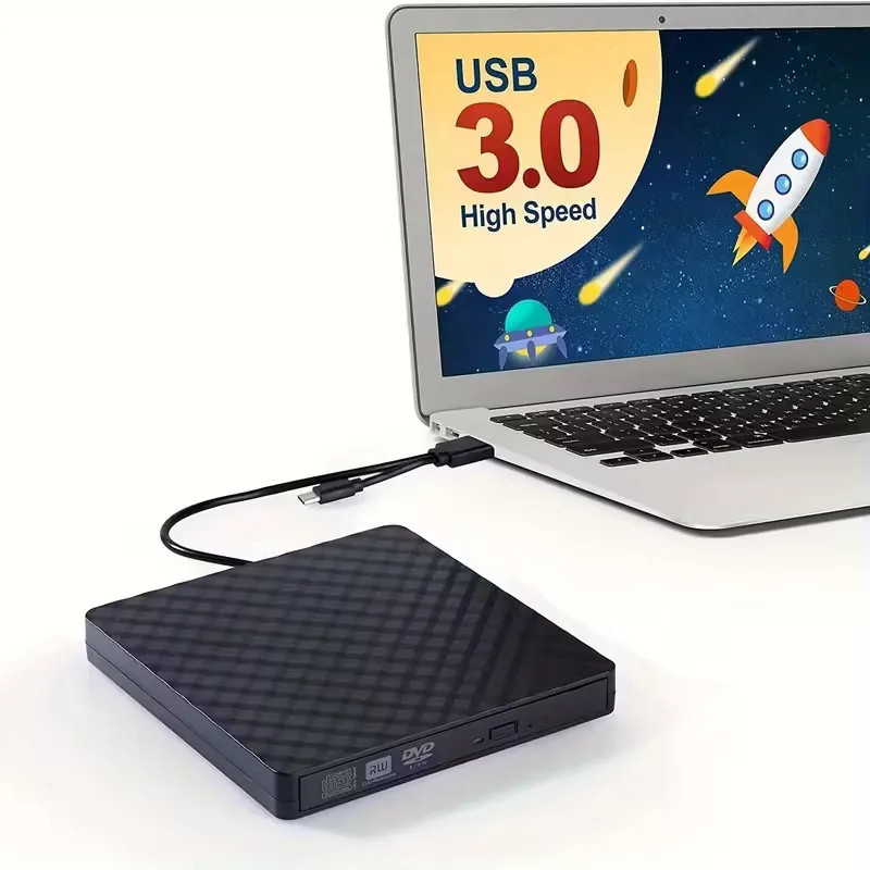 Lecteur Graveur DVD Externe USB 3.0 et USB-C ECD829 - Noir