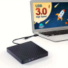 Lecteur Graveur DVD Externe USB 3.0 et USB-C ECD829 - Noir