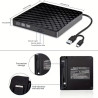 Lecteur Graveur DVD Externe USB 3.0 et USB-C ECD829 - Noir
