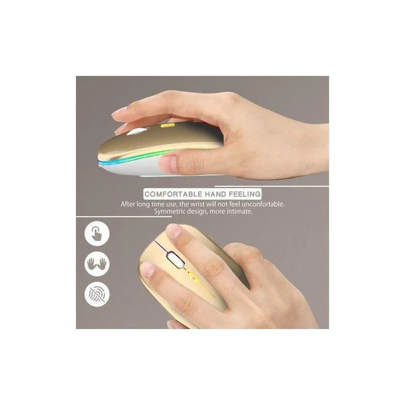 Souris Sans Fil Bluetooth Rechargeable Silencieuse - Gold