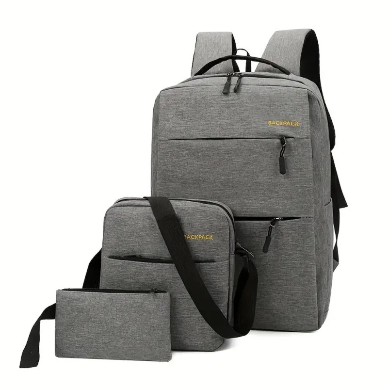 Sac à dos pour Pc Portable 15.6" BACKPACK + Sacoche + Trousse - Gris