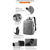 Sac à dos pour Pc Portable 15.6" BACKPACK + Sacoche + Trousse - Gris