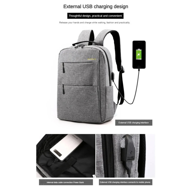 Sac à dos pour Pc Portable 15.6" BACKPACK + Sacoche + Trousse - Gris
