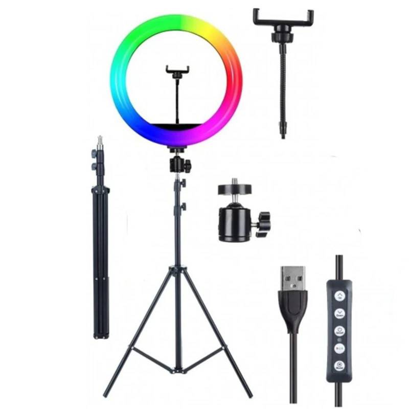 RING LIGHT LED RGB MJ30-3D Double Face avec Trépied 2.1m