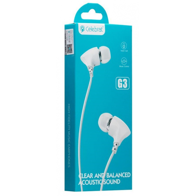 Ecouteur avec Micro CELEBRAT G3 - Blanc