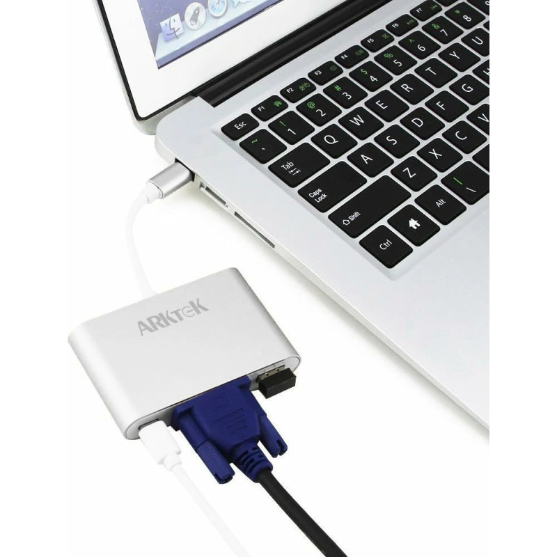 Adaptateur Type-C vers Ports 1x USB 3.0 / 1x VGA / 1x USB-C ARKTEK