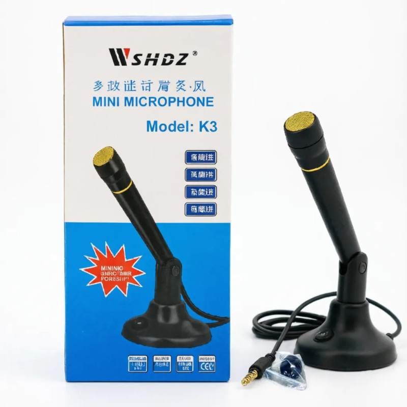 Mini Microphone pour PC - Jack 3.5mm - Noir