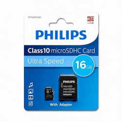 Carte Mémoire PHILIPS 16GB Class 10 avec Adaptateur