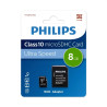 Carte Mémoire PHILIPS 8GB Class 10 avec Adaptateur