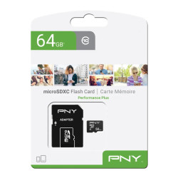 Carte Mémoire PNY 64GB Class 10 avec Adaptateur