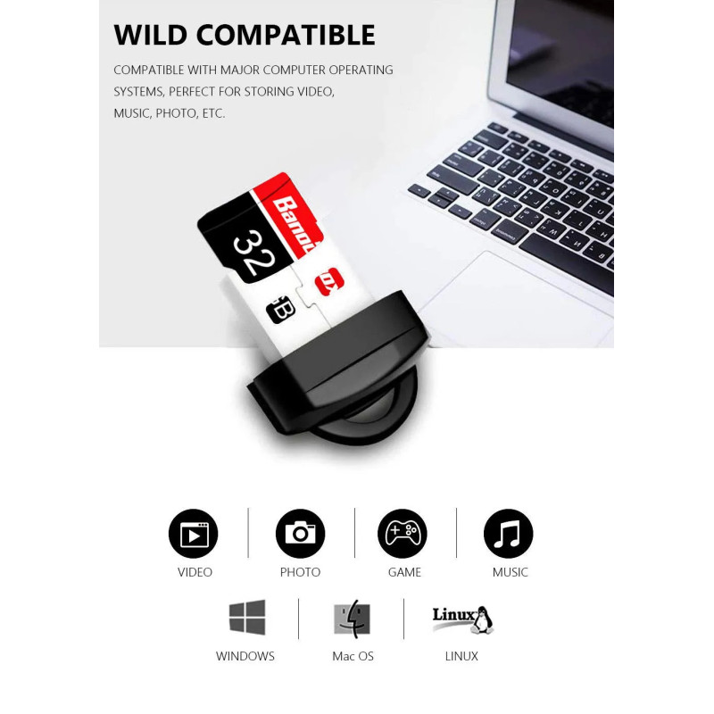 Mini Lecteur Carte Mémoire Micro SD USB 2.0 - Vert