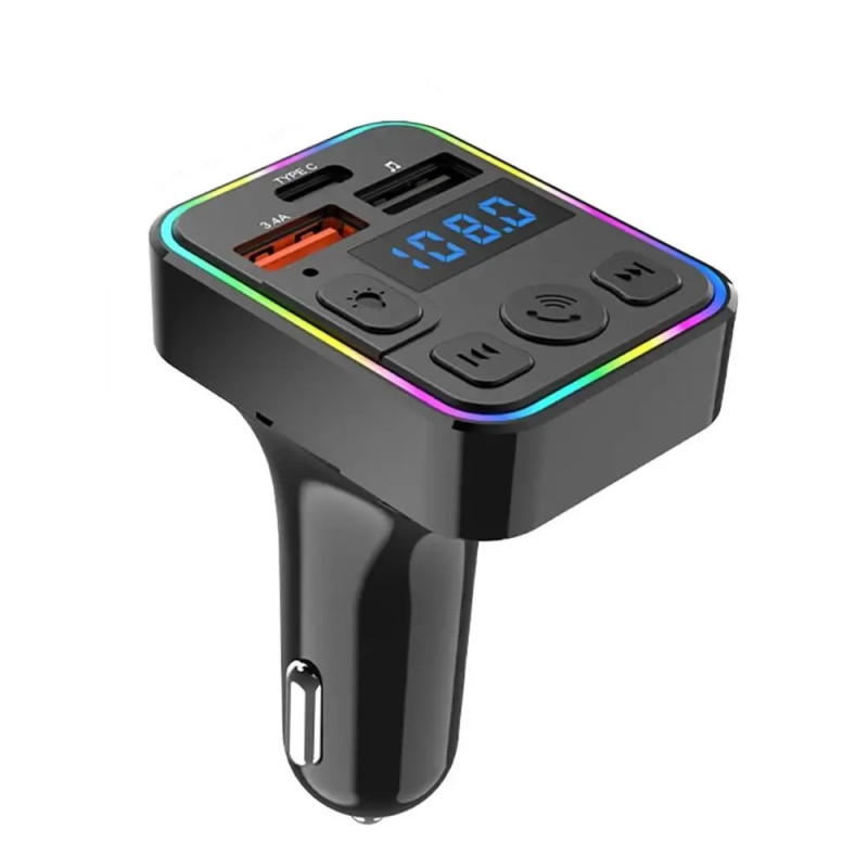 Transmetteur FM Bluetooth RGB - Charge Type C 3.4A C14
