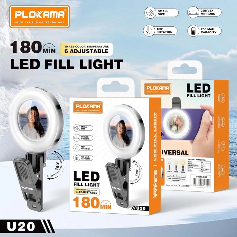 Mini RING LIGHT LED Blanc PLOKAMA U20