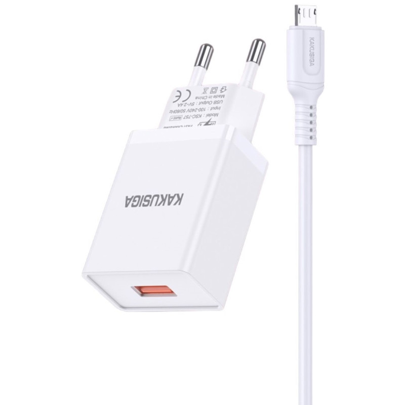 Chargeur Micro USB 5A 25W KAKUSIGA KSC-1643 Avec Cable - Blanc