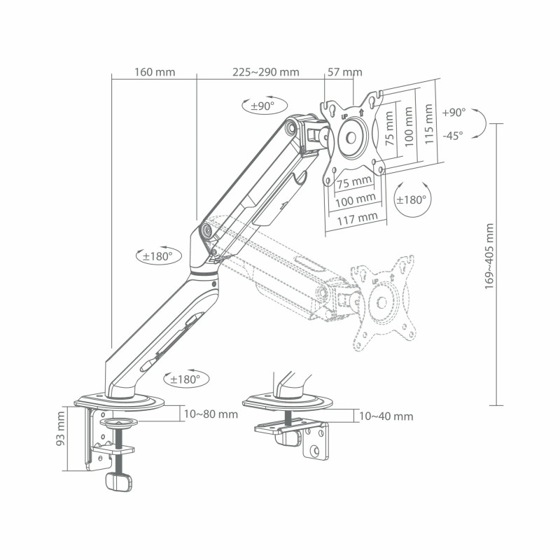 Support de Bureau SBOX LCD-S012-3 Pour 1 Moniteur 13"- 32"