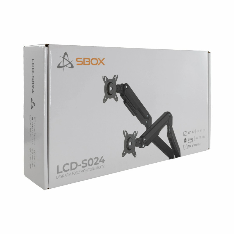 Support de Bureau SBOX LCD-S024-3 Pour 2 Moniteur 17"- 32"