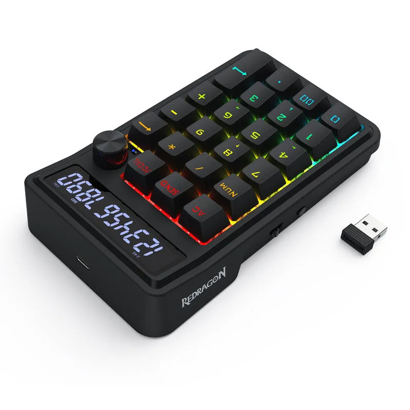 Clavier NumPad Mécanique sans Fil REDRAGON COVE K733 RGB - Noir