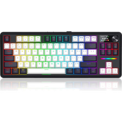 Clavier sans Fil / Bluetooth REDRAGON WILDSLASH LCD PRO K746 RGB - Blanc Noir