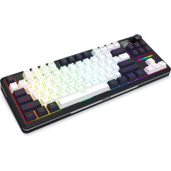 Clavier sans Fil / Bluetooth REDRAGON WILDSLASH LCD PRO K746 RGB - Blanc Noir