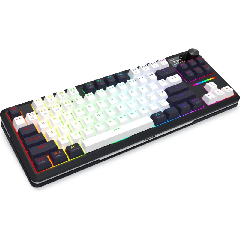 Clavier sans Fil / Bluetooth REDRAGON WILDSLASH LCD PRO K746 RGB - Blanc Noir